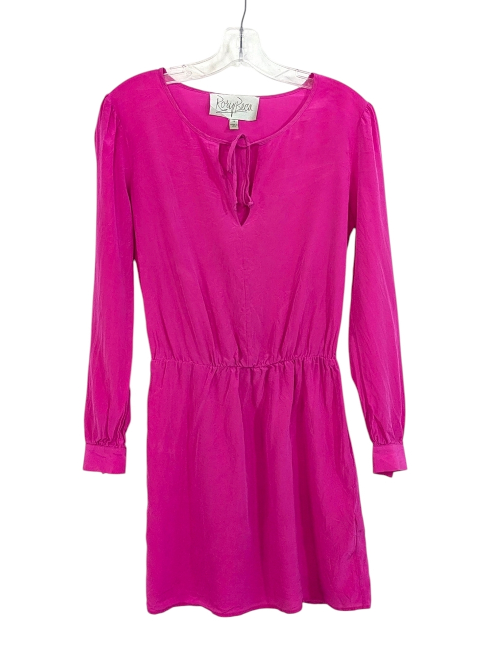 Rory Beca 100% Silk Bright Pink Long Sleeve Blouson Dress - Size XS Womens